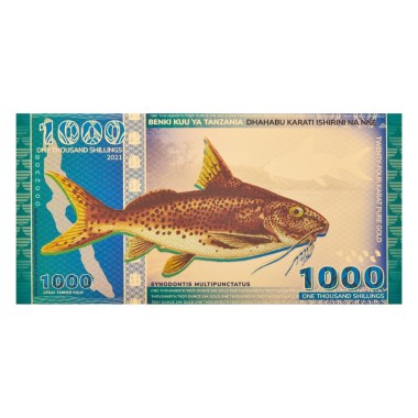Billete de Oro 1000 Chelines del Lago Tanganyika de Tanzania 1/1000 oz