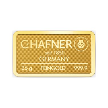 Lingote de Oro C Hafner 25g detalle