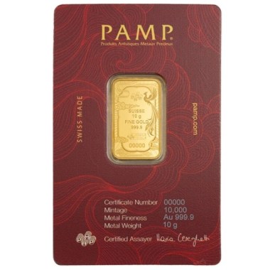 Lingote de Oro PAMP Fénix de la Suerte - Color de 10g reverso1