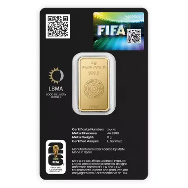 Lingote de Oro SEMPSA Copa Mundial de la FIFA - 2026 de 5g Blister reverse 2