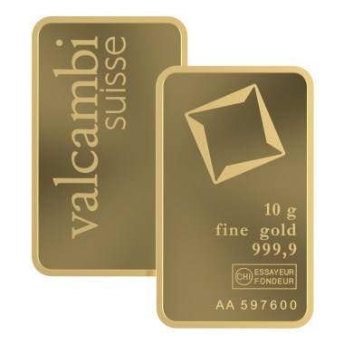 Lingote de Oro Valcambi de 10g sin blíster