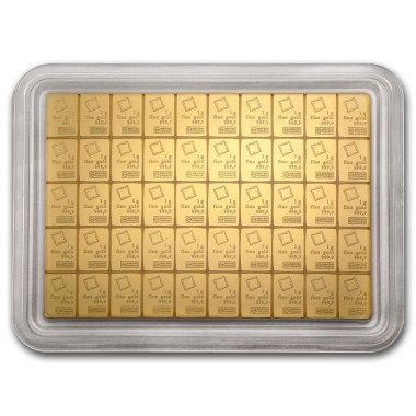 Lingote de Oro Valcambi CombiBar de 50g interior