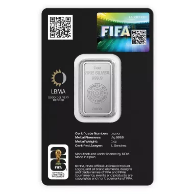 Lingote de Plata SEMPSA Copa Mundial de la FIFA - 2026 de 1oz Blíster reverse