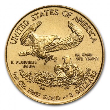 Moneda de Oro American Eagle 2017 1/10 oz reverse