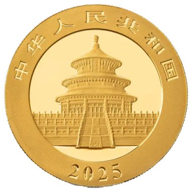 Moneda de Oro Panda 2025 3 g reverse