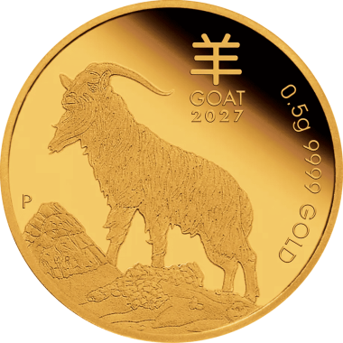Moneda de Oro Año de la Cabra de Australia 2027 0,5 g 3
