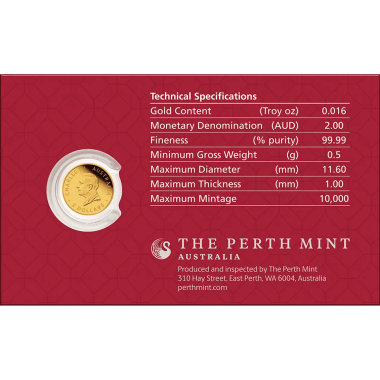Moneda de Oro Año de la Cabra de Australia 2027 0,5 g reverso