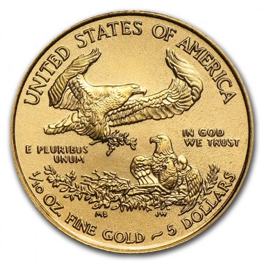 Moneda de Oro American Eagle 2019 1/10 oz reverse