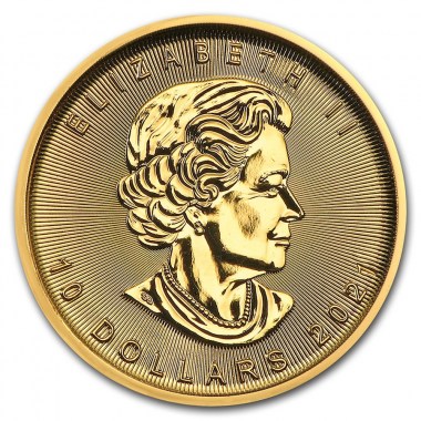 Moneda de Oro Maple Leaf 2021 1/4 oz reverse