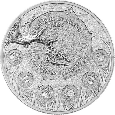 Moneda de Plata Ciervo Gigante 2026 1 oz reverso