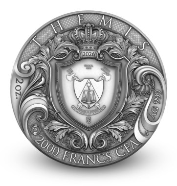 Moneda de Plata Diosa Themis 2026 2 oz reverso