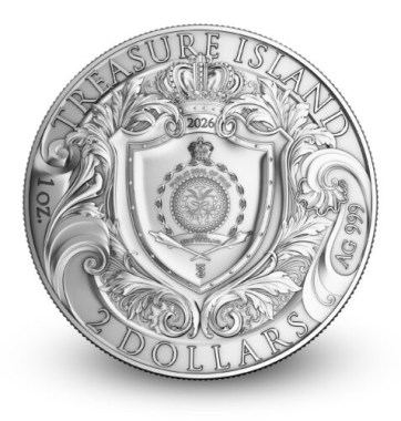 Moneda de Plata Isla del Tesoro 2026 1 oz reverse