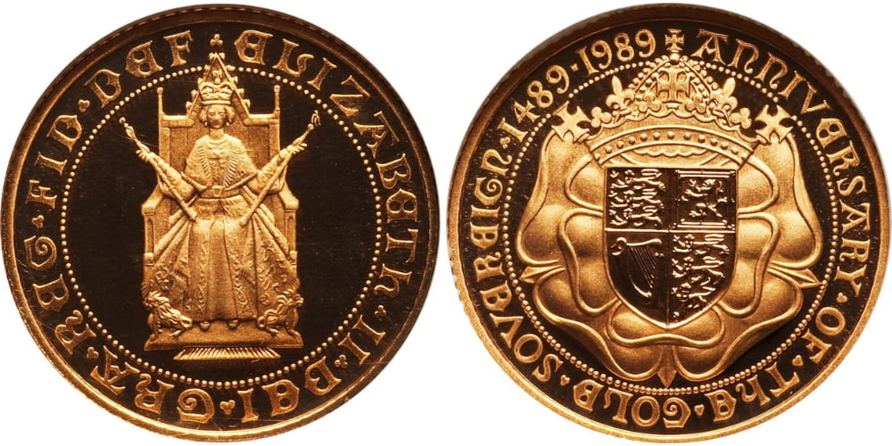 Soberano de Isabel II, 1989, 500 Aniversario, Heritage Auctions