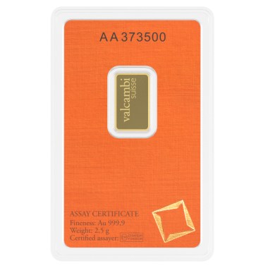 Lingote de Oro Valcambi de 2,5g