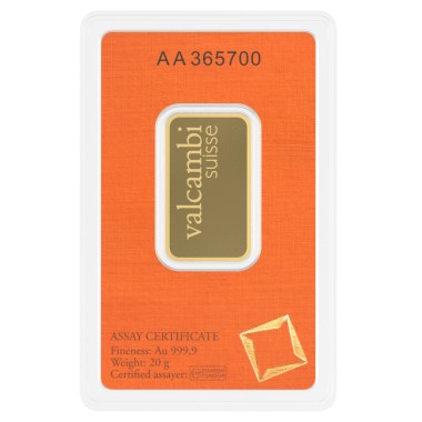 Lingote de Oro Valcambi de 20g