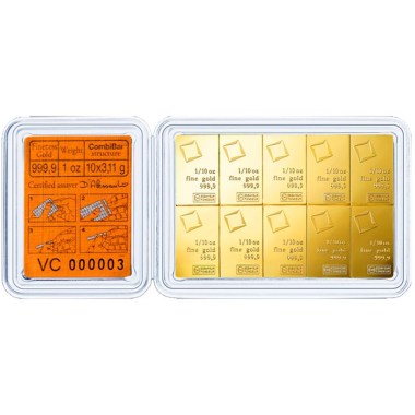 Lingote de Oro Valcambi CombiBar de 1oz