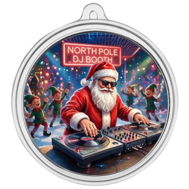 Medalla de Plata Dj's Santa - Color 1 oz