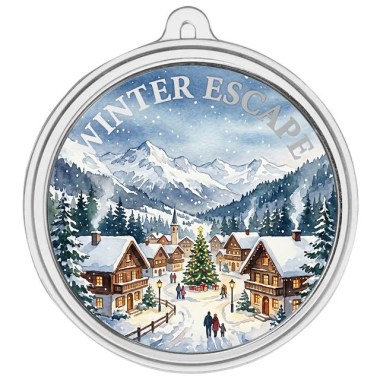 Medalla de Plata Pueblo Navideño - Color 1 oz