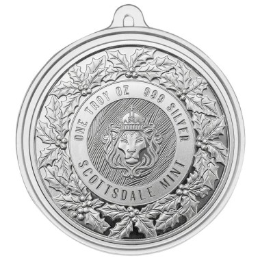 Medalla de Plata T-Rex Santa - Color 1 oz