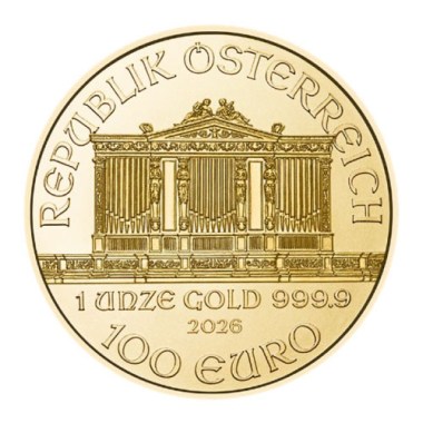 Moneda de Oro Filarmónica 2026 1 oz reverse