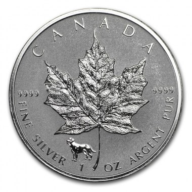 Moneda de Plata Maple Leaf Privy Mark Año del Perro  2018 1 oz
