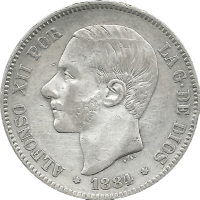 Moneda Alfonso XII 5 Pesetas Plata 1884 MSM 24,80 g
