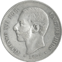 Moneda Alfonso XII 5 Pesetas Plata 1885 MSM 24,80 g