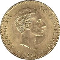 Moneda Alfonso XII 25 Pesetas Oro 1880 MSM 8,06 g