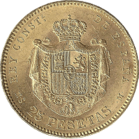 Moneda Alfonso XII 25 Pesetas Oro 1880 MSM 8,06 g