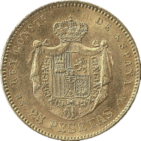 Moneda Alfonso XII 25 Pesetas Oro 1881 MSM 8,05 g