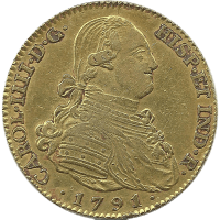 Moneda Carlos IV 4 Escudos Oro 1791 Madrid MF 13,48 g