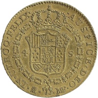 Moneda Carlos IV 4 Escudos Oro 1791 Madrid MF 13,48 g