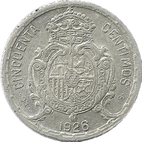 Moneda Alfonso XIII 50 Céntimos Plata 1926 PCS 2,49 g