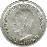 Moneda Alfonso XIII 50 Céntimos Plata 1926 PCS 2,49 g