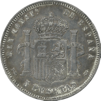 Moneda Alfonso XIII 5 Pesetas Plata 1890 PGM 24,67 g