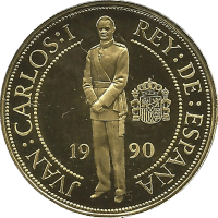 Moneda Juan Carlos I 40000 Pesetas Oro 1990 Quinto Centenario Serie II Felipe II en el trono 13,48 g