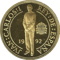 Moneda Juan Carlos I 40000 Pesetas Oro 1992 Quinto Centenario Serie IV Molino Ecuestre 13,48 g