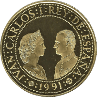 Moneda Juan Carlos I 80000 pesetas Oro 1991 Quinto Centenario Serie III Carlos III 26,97 g