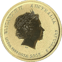 Moneda Australia 5 Dolares Oro 2008 Serie Lunar II Rata 1 oz