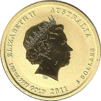 Moneda Australia 5 Dolares Oro 2011 Serie Lunar II Conejo 1 oz