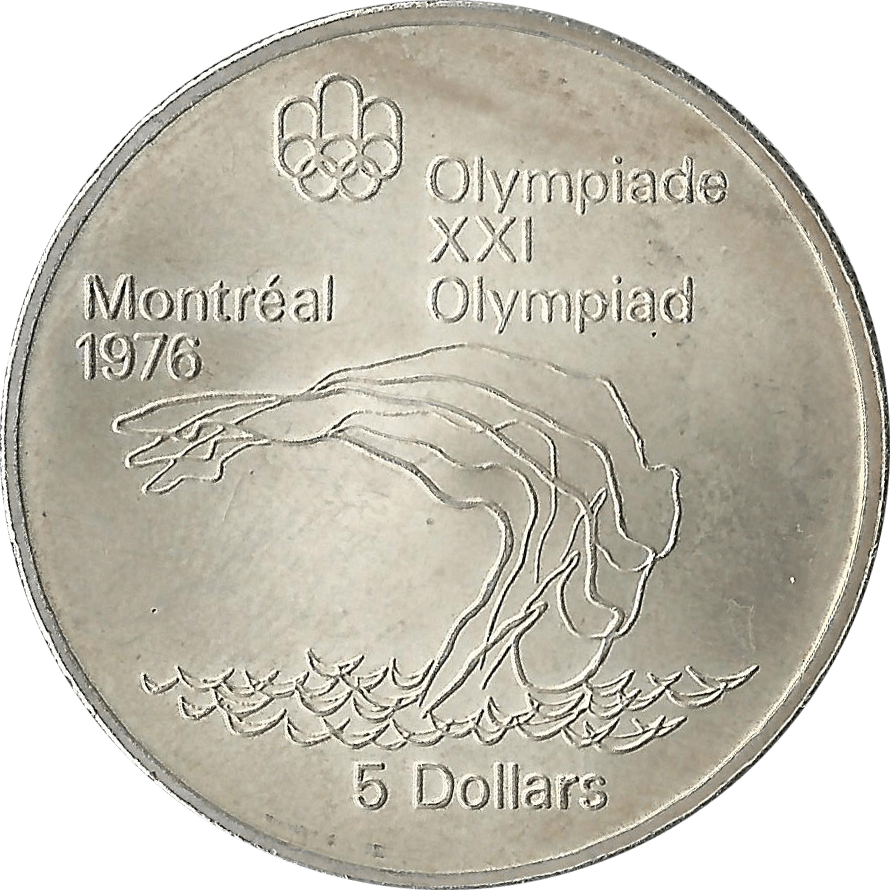 Moneda Canadá 5 Dolares Plata Monedas Olimpiadas Montreal 99,99 g