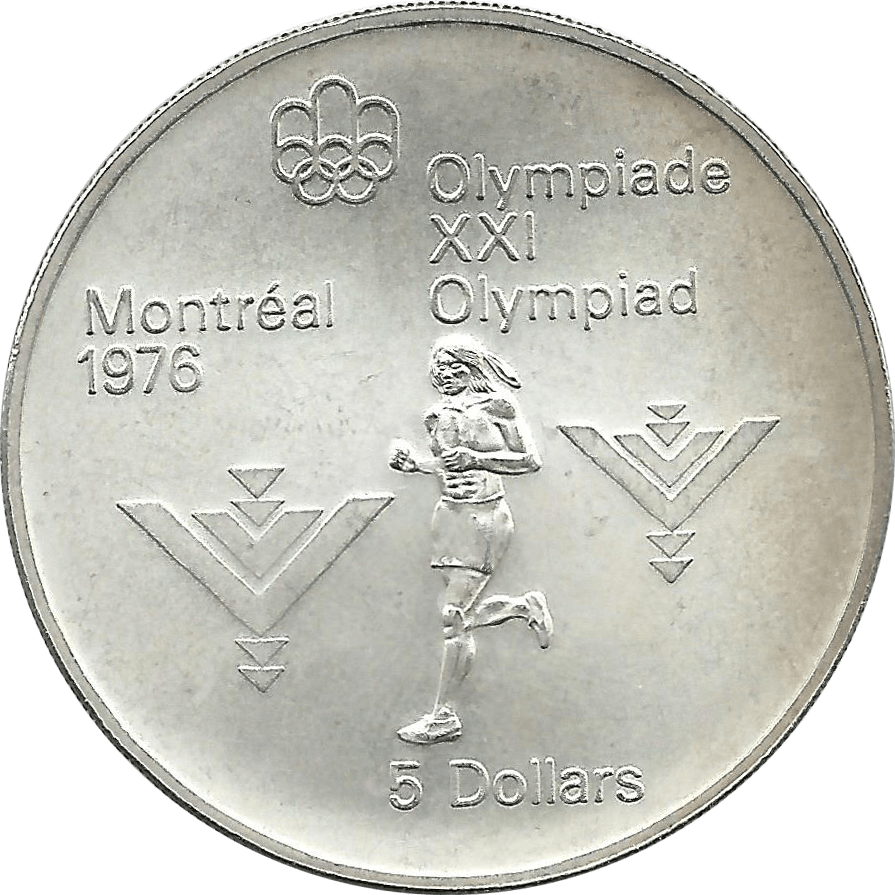 Moneda Canadá 5 Dolares Plata Monedas Olimpiadas Montreal 99,99 g