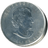 Moneda Canadá 5 Dolares Plata 2013 Maple Leaf Cospel defectuoso 1 oz