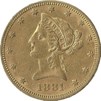 Moneda Estados Unidos 10 Dolares Oro 1881 16,68 g