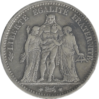 Moneda Francia 5 Francos Plata 1876 Burdeos 25 g