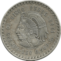 Moneda México 5 Pesos Plata 1948 29,74 g