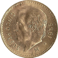 Moneda México 5 Pesos Oro 1955 4,17 g
