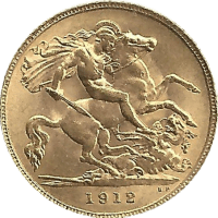 Moneda Reino Unido Medio Soberano Oro 1912 3,99 g