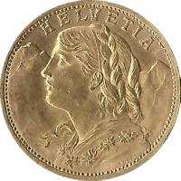 Moneda Suiza 20 Francos Oro 1927 6,45 g