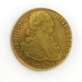 Moneda Perú 8 Escudos Oro 1808 Lima JP 26,95 g